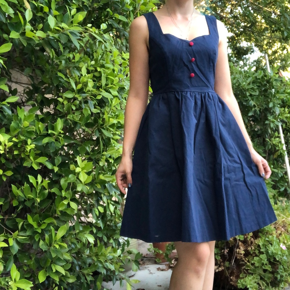 Navy blue Biking through Brussels dress